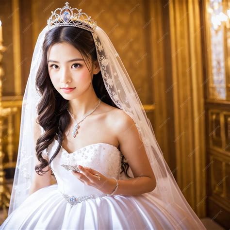 Premium Photo | A beautiful girl in a wedding dress with a tiara