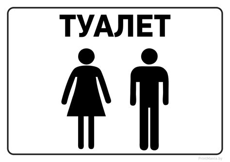Табличка "Туалет" со значком - ПринтМания