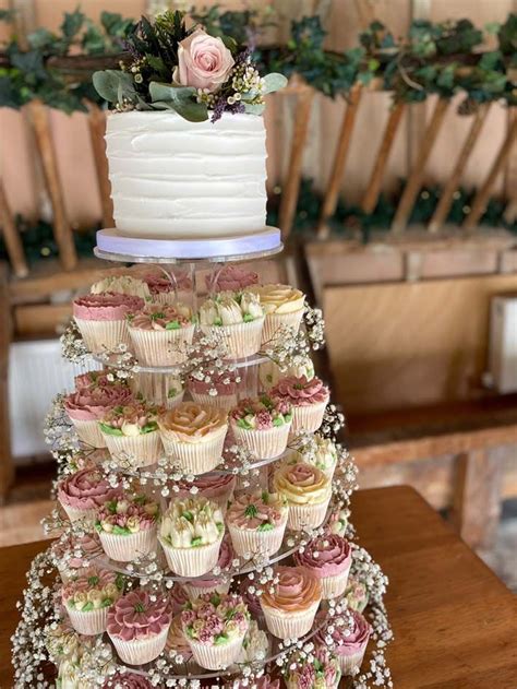 Tracey Mann Cakes Floral Wedding Cupcakes ( dusky pink, sage green and ...
