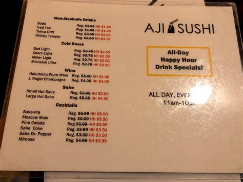 Menu at Aji Sushi restaurant, College Station