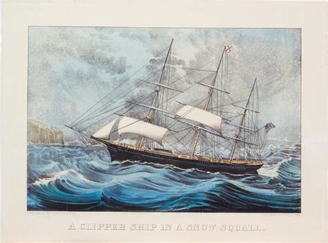 A Clipper Ship in a Snow Squall, Currier & Ives | Springfield Museums