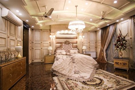 Premium Photo | Royal luxury bedroom white with bed