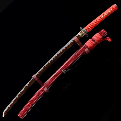 Hochleistungsmuster Stahl Rote Klinge Echtes Japanisches Katana Samurai