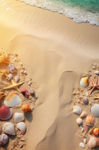 Premium AI Image | Sea shells on the beach wallpaper