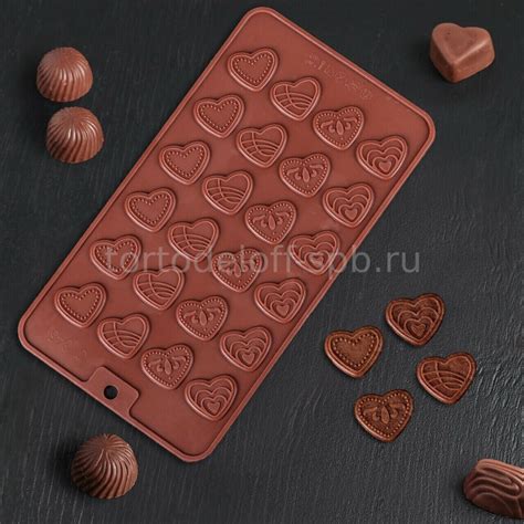 Форма для шоколада "Сердечки" 24 ячейки