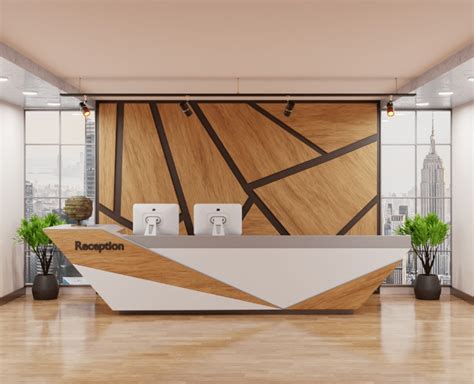 high quality wooden reception desks enhance  reception area
