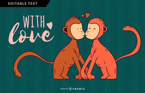 monkey couple illustration design vector