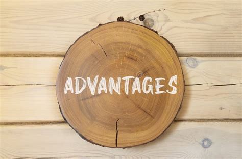 advantages symbol concept word advantages  beautiful wooden circle