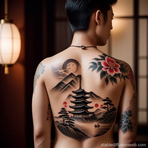 Full Back Japanese Tattoo Design | Stable Diffusion Online