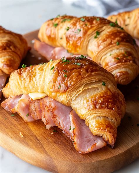 baked turkey ham  cheese croissants cravingdish