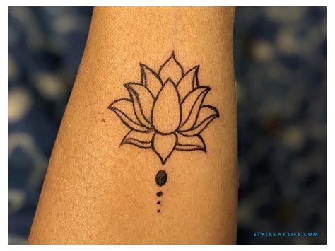 simple lotus flower tattoo black  grey