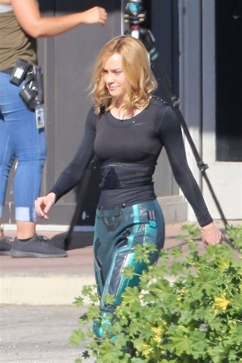 BRIE LARSON on the Set of Captain Marvel in Los Angeles 04/26/2018