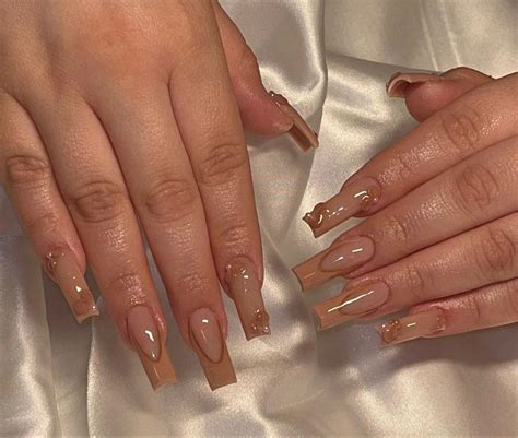 pin  cariinaa  nails brown acrylic nails french tip acrylic