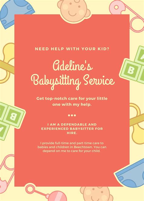 Customize 17+ Babysitting Flyers Templates Online - Canva