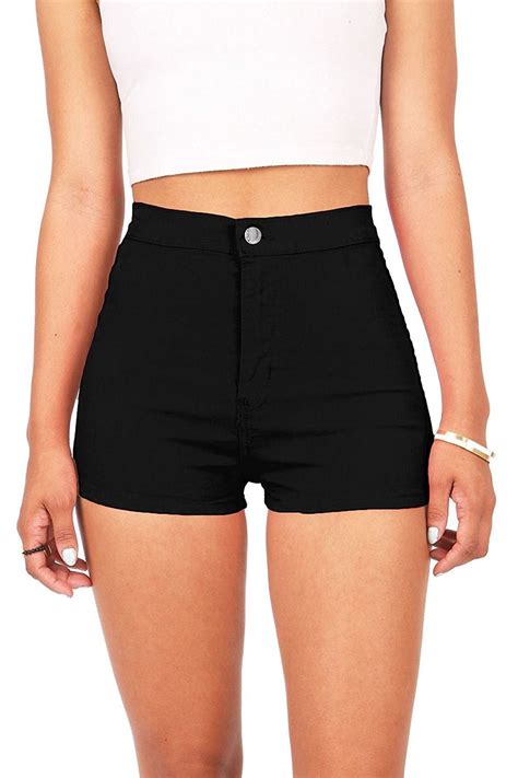 womens juniors smooth fitting high waist shorts black cqkjkot