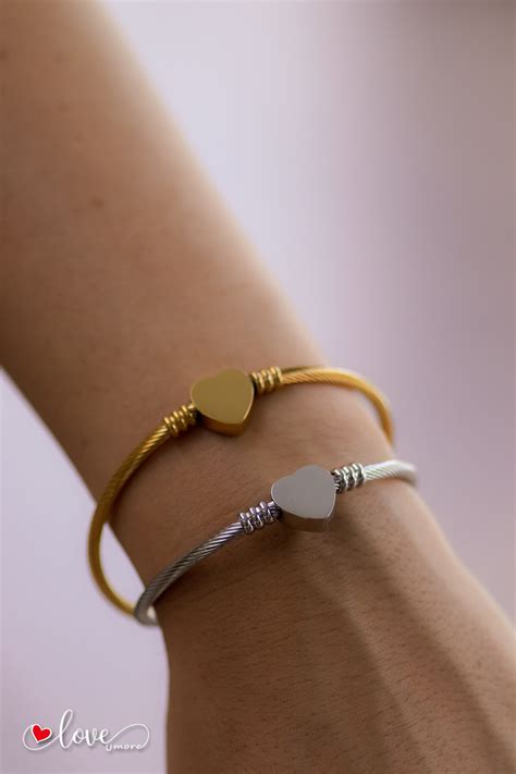 gold  silver adjustable heart bracelet love
