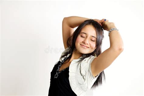 Contented Woman with a Blissful Smile Stock Image - Image of frontview ...