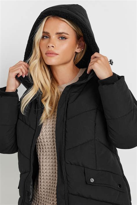 PixieGirl Petite Women's Black Borg Hooded Padded Coat | PixieGirl