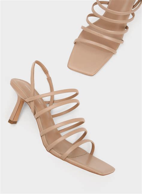 Nude Strappy Blade Heel Sandals - CHARLES & KEITH MX