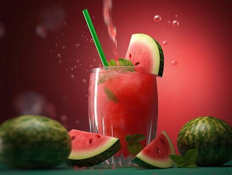 premium ai image watermelon juice isolated photography