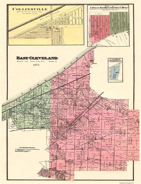 Historic City Map - East Cleveland Collinsville Ohio - Titus 1874 ...