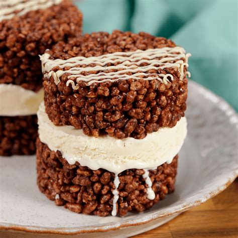 Chocolate Rice Krispie Ice Cream Sandwiches | Tastemade