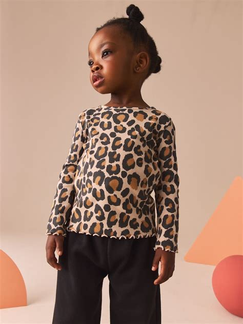 Buy Animal Leopard Print - Cotton Rich Long Sleeve Rib T-Shirt (3mths ...