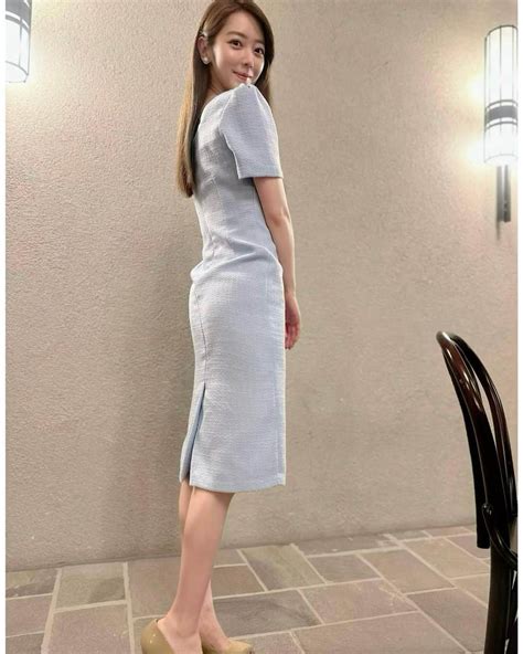 上野愛奈さんのインスタグラム写真 - (上野愛奈Instagram)「． この日は、形が綺麗な水色のワンピースでした👗 今夜はさっぱりと ...