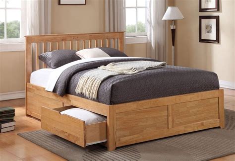 Petra Oak Double Bed Frame With 2 Drawers