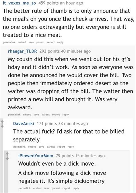 A dick move following a dick move negates it. It's simple dickiometry ...