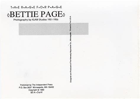 Lot - Vintage Pin Up Postcard Model BETTIE PAGE