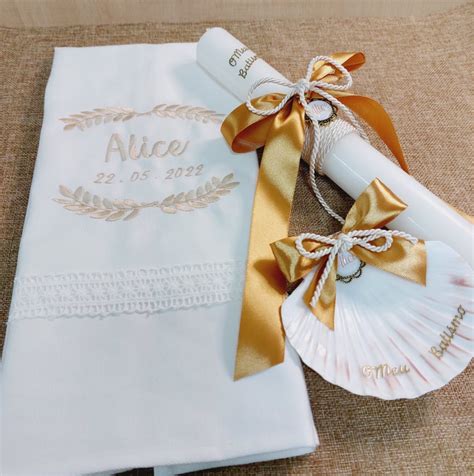 Vela E Toalha Batizado - Conjunto Batismo Vela, Concha e Toalha ref.2141 | Manuartes