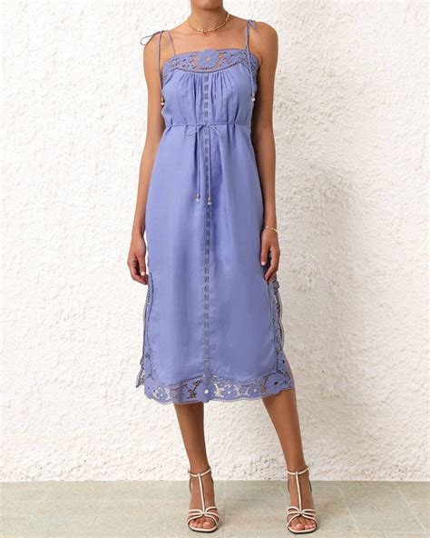 Zimmermann Dusty Blue Broderie August Slip Dress – Stanley Korshak