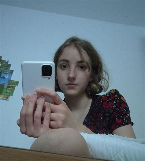 Normal Teenage Girl Selfie Portrait Of A Natural Blonde. Teen Girl On