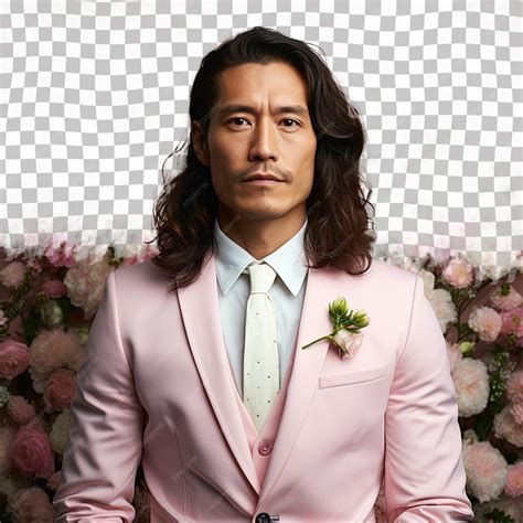 Premium PSD | A Amused Adult Man with Long Hair from the Asian