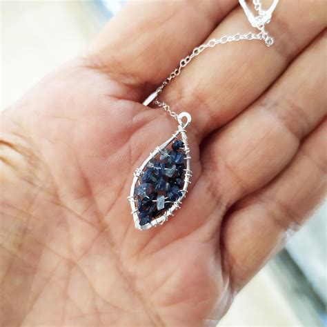 Raw Sapphire Necklacesapphire Jewelry for Womenseptember | Etsy