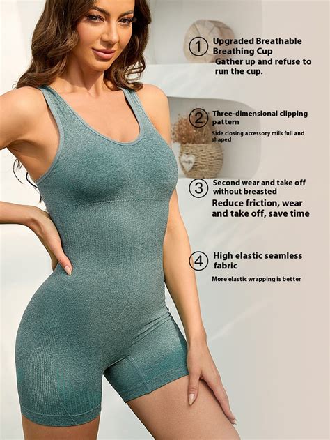 Women's One-Piece Sports Jumpsuit | Seamless Shapewear with Built-in