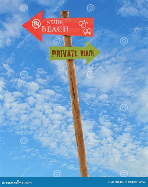 Wooden Post Nude and Private Beaches Stock Photo - Image of forbidden