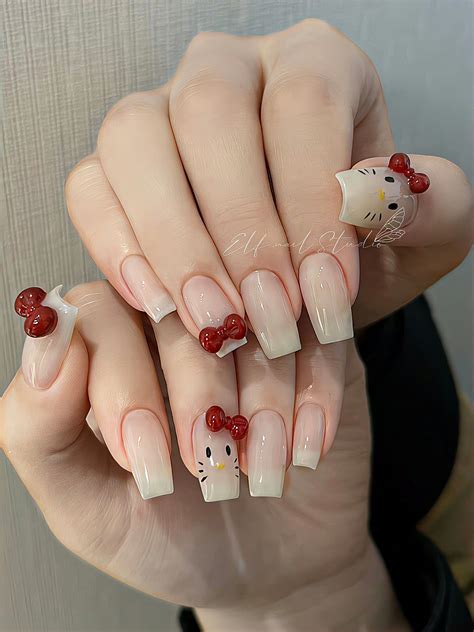 Pin by 🍓kaycake 🍓 👄 on NAIL ARTS 💅🏼 | Hello kitty nails, Blush nails