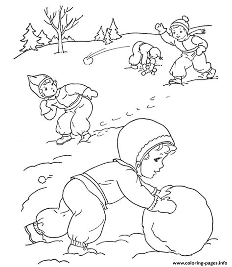 Snowball Kids S Winter2e62 Coloring page Printable