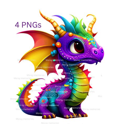 Cute Rainbow Dragon Watercolor Clipart Cute Baby Dragons - Etsy