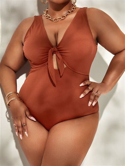 Plus solid criss cross one piece swimsuit – Artofit