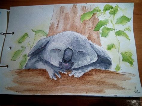 Коала акварелью