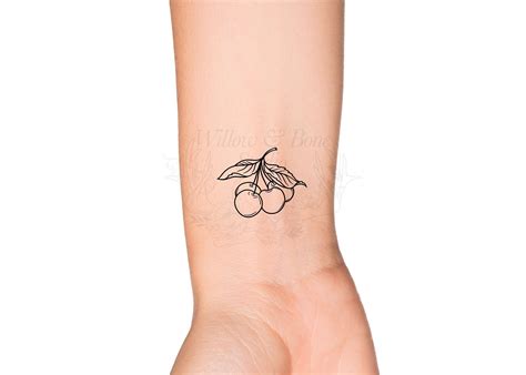 Cute Cherries Outline Temporary Tattoo Fruit Butt Tattoos - Etsy