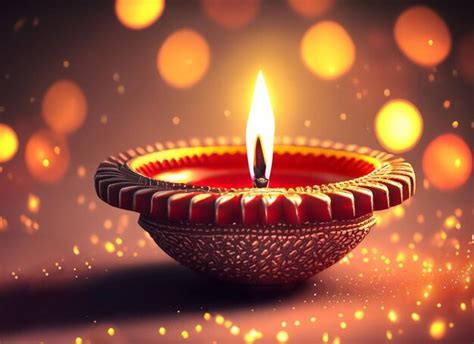 Premium AI Image | Diwali lamps red