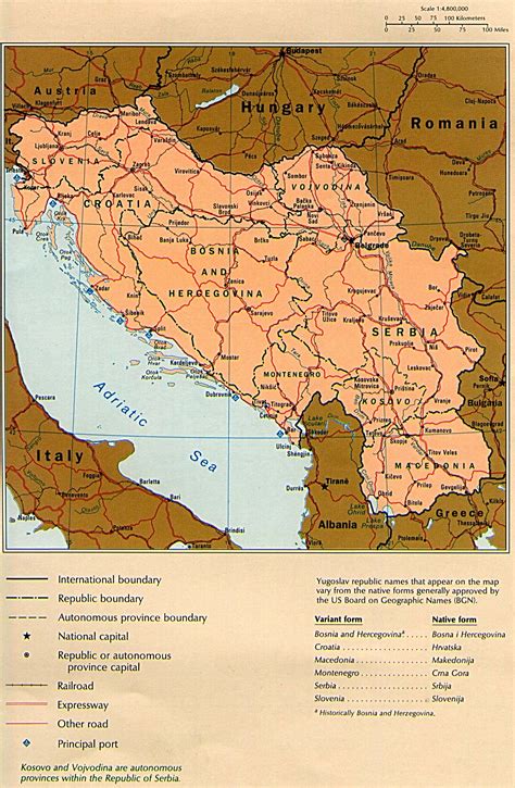 yugoslavia political map  full size