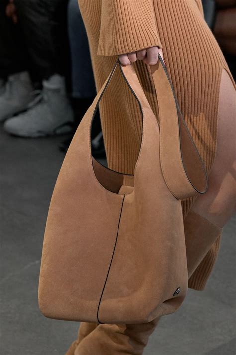 michael kors collection fall  fashion show suede handbag