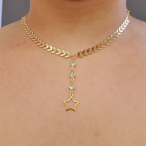 Colar Folheado A Ouro - Colar Folheado A Ouro 18K Ramos e Estrela - Chérie Bijoux