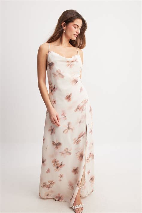 Chiffon Tie Back Detail Maxi Dress Pink | NA-KD