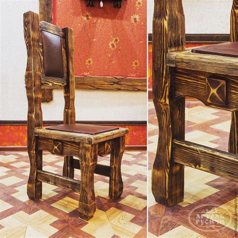 Стул 'Викинг' для кафе состаренная сосна натуральное дерево | Chair ...